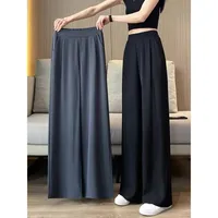 Ice Silk Wide Leg Pants Women Summer Thin Large Size Casual Loose Slimming Drapey Straight Cut Casual West Pants