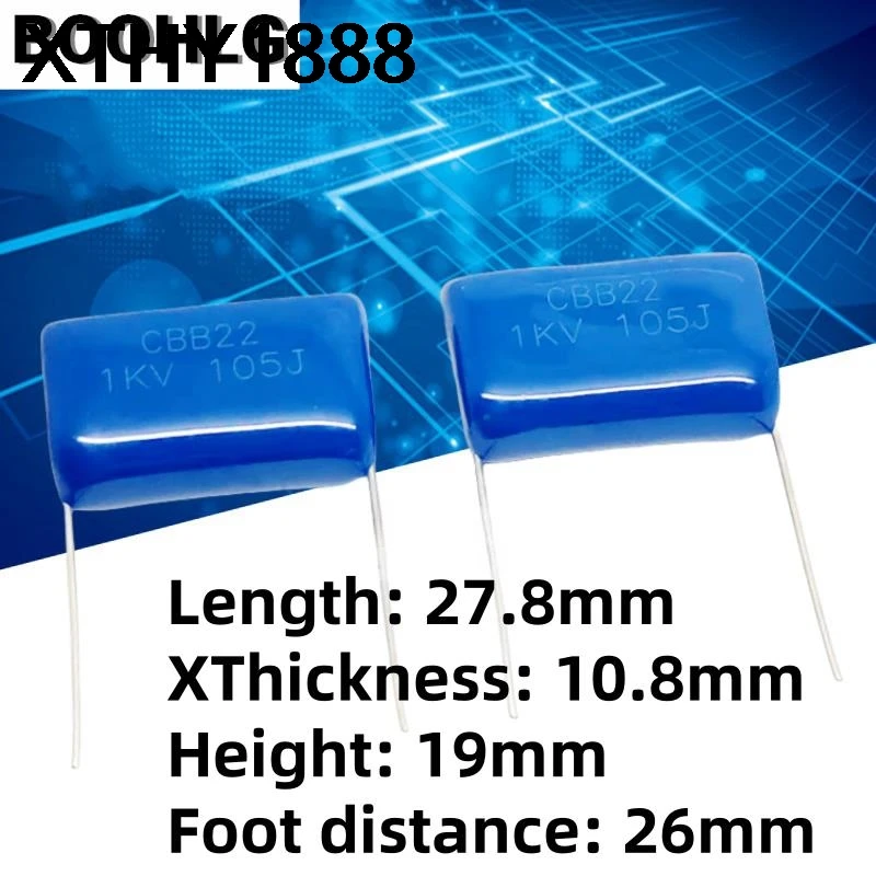 

5 шт. CBB22 1KV105J 1000V 1UF 1KV 105J 1000V CBB поляризационный пленочный конденсатор