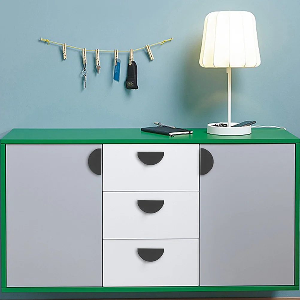 

2pcs Semicircle Drawer Pulls Half Moon Cabinet Handles Space Aluminum Polished Smooth For Kitchen Wardrobe Closet Drawer