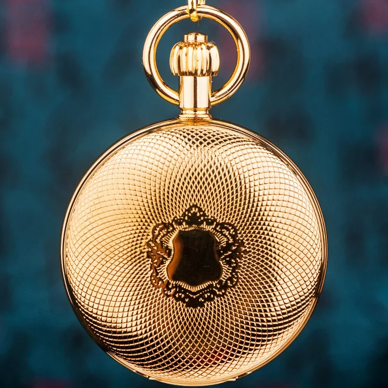 ساعة جيب مزدوجة مفتوحة من النحاس النقي، ميكانيكية كلاسيكية يدوية للرجال، حروف تذكارية لصور القرون الوسطى #4