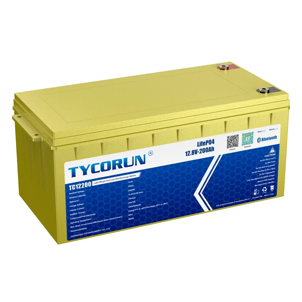 Tycorun Llithium iron phosphate battery 12v 200ah lifepo4 lithium ion battery for solar energy system