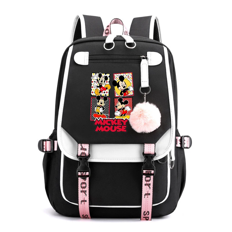 

Disney Mickey Minnie Mouse Girls Backpacks Teenager USB Charging Laptop Backpack Women Men Rucksack Travel Bag Mochila