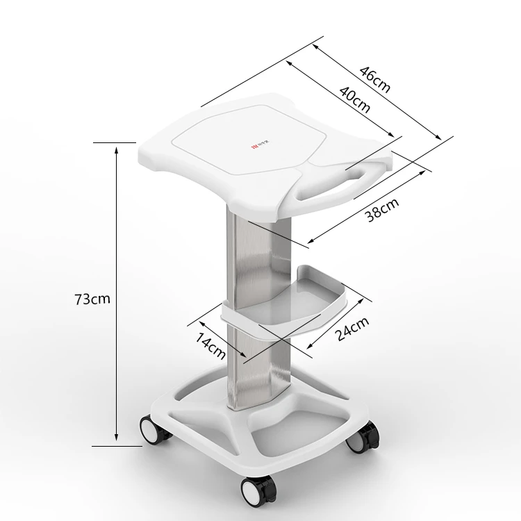 Beauty Dental Trolley Stand Holder Rolling Cart Roller Wheel Aluminum ABS Trolley for Small Bubble Beauty Instrument Use