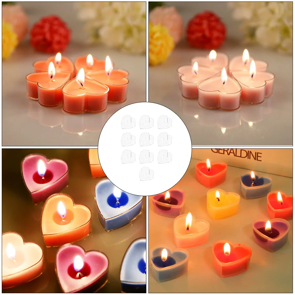 

40pcs Heart Shape Molds Plastic DIY Container Gift for Party Decoration Romantic Atmosphere Space Saving Wax Melt Mold