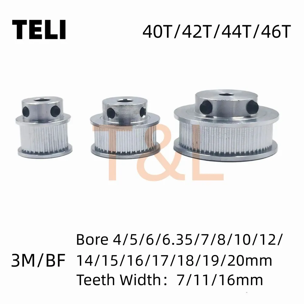 HTD 3MBF 40-46Tooth Timing Pulley Bore 4/5/6/6.35/7/8/10/12/14mm Synchronous Wheel For Teeth Width 7.11.16mm 3D Printer 3M Gears