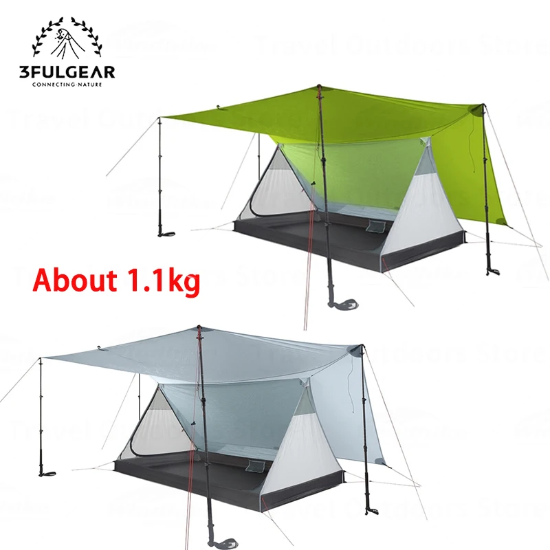 3F UL GEAR 20D Double-sided Silicone Portable Ultralight Poleless Tent 2 People Waterproof 3 Season Camping Hiking Sunshade Tent