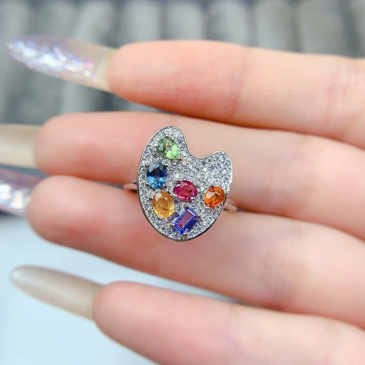 

Кольцо с сапфиром натурального цвета 3*4 мм, стерлинговое серебро S925, дизайн палитры сертификатов, изысканные модные очаровательные свадебные украшения для женщин