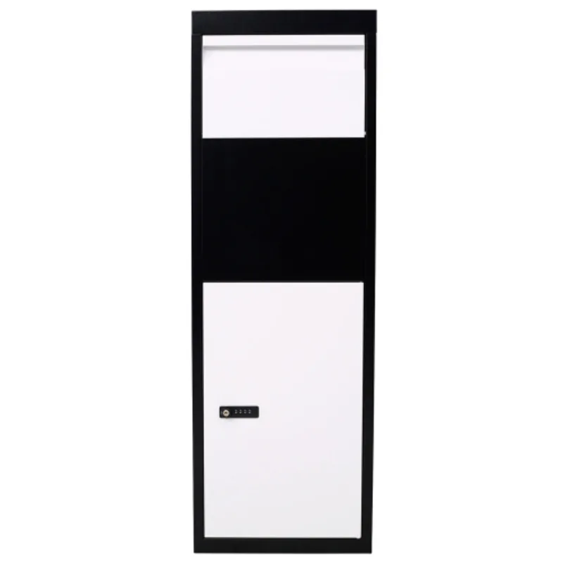 Package Delivery Box Galvanized Steel Parcel Mailbox W/Code Lock & Mounting Hardware For Outdoor Porch Black And White  Concise