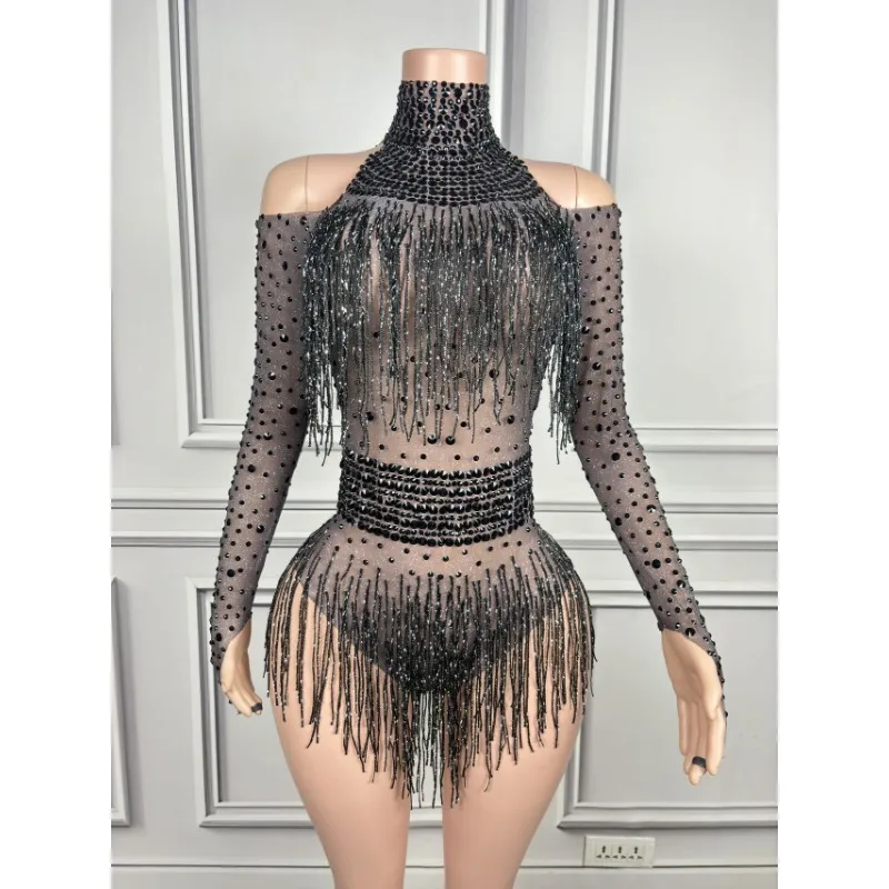 أداء تنورة قصيرة تول القلائد حجر الراين شرابات التنانير الصغيرة الإناث المغني المرحلة Bodvsuit أزياء مسرحية الرقص