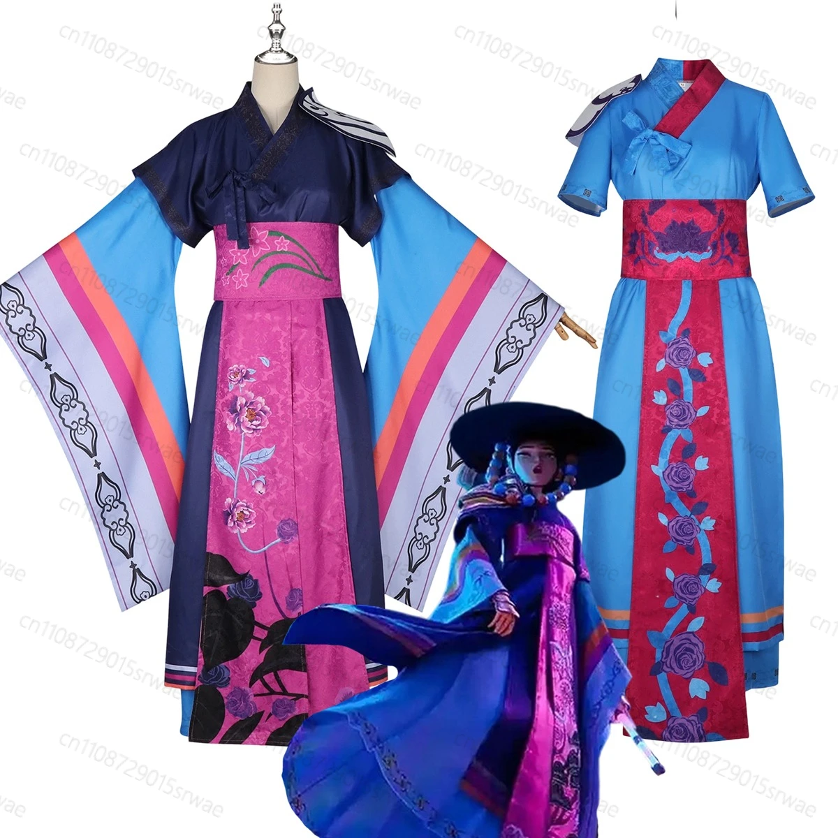 Anime cosplay traje kpop caçadores de demônios anime celine cosplay traje bruxa ancestral grande chapéu robe uniforme mulher