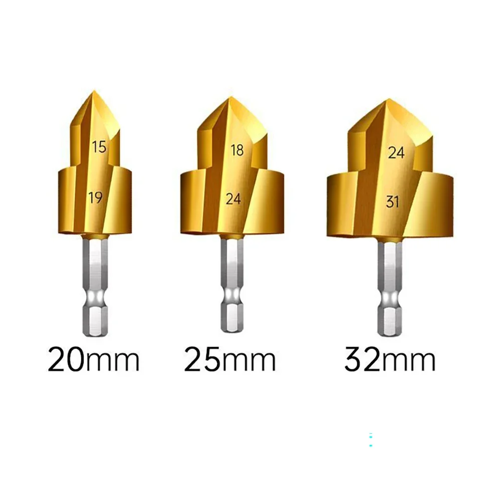 

PPR Lifting Stepped Drill 20/25/32mm Bit Hexagon Shank Water Pipe Connection Tool Tee Plumber Tool