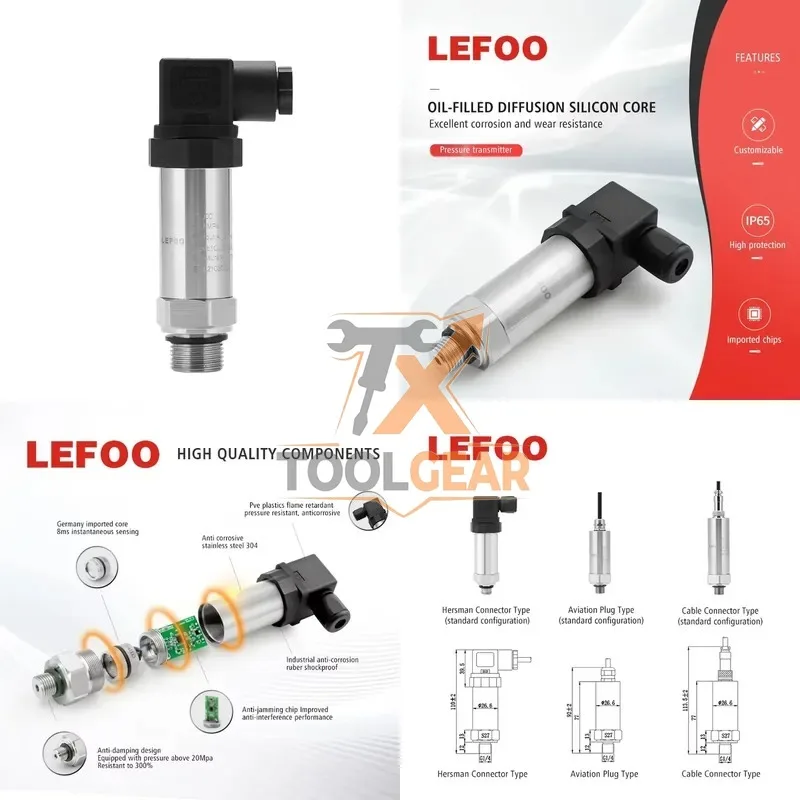 2026hotsale* LEFOO Diffusion Silicon Core Pressure Transmitter Oil Pneumatic Pressure Transducer Resistance Vacuum