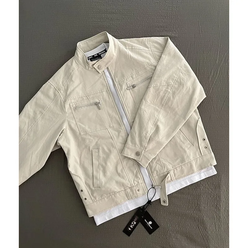 

Американский Sle, осенне-зимняя рабочая одежда цвета хаки, мужской винтажный топ с воротником-стойкой в стиле ретро, длинный свек из полиэфирного волокна