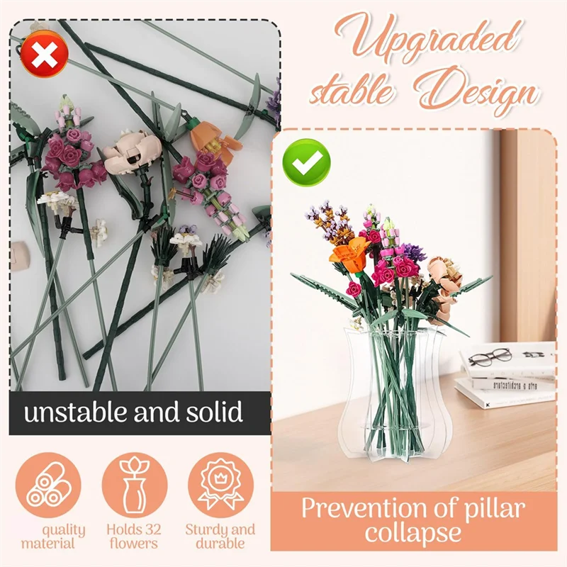 حامل مزهرية ABZS مناسب لباقة الزهور-زهرية ألغاز أكريليك مناسبة لبناء المجموعة النباتية للورود وعباد الشمس الأوركيد #1