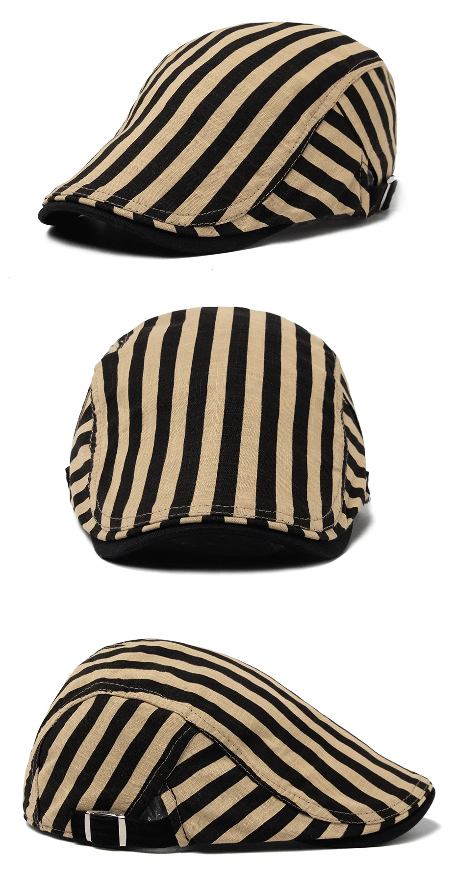 CNTANG Baskenmütze Hut Männer Vintage Streifen Plaid Baumwolle Visier Flache Kappe Lässige Mode Sonne Kappen Für Frauen Sommer Berets Dünnen Stil Neue – Detail 4