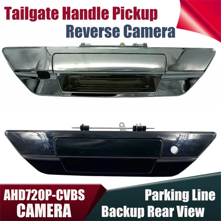 

AHD Liftgate Latch Backup For Toyota Hilux Revo 2015 2016 2017 2018 2019 2020 2021 All Chrome Tailgate Back Door Handle Camera