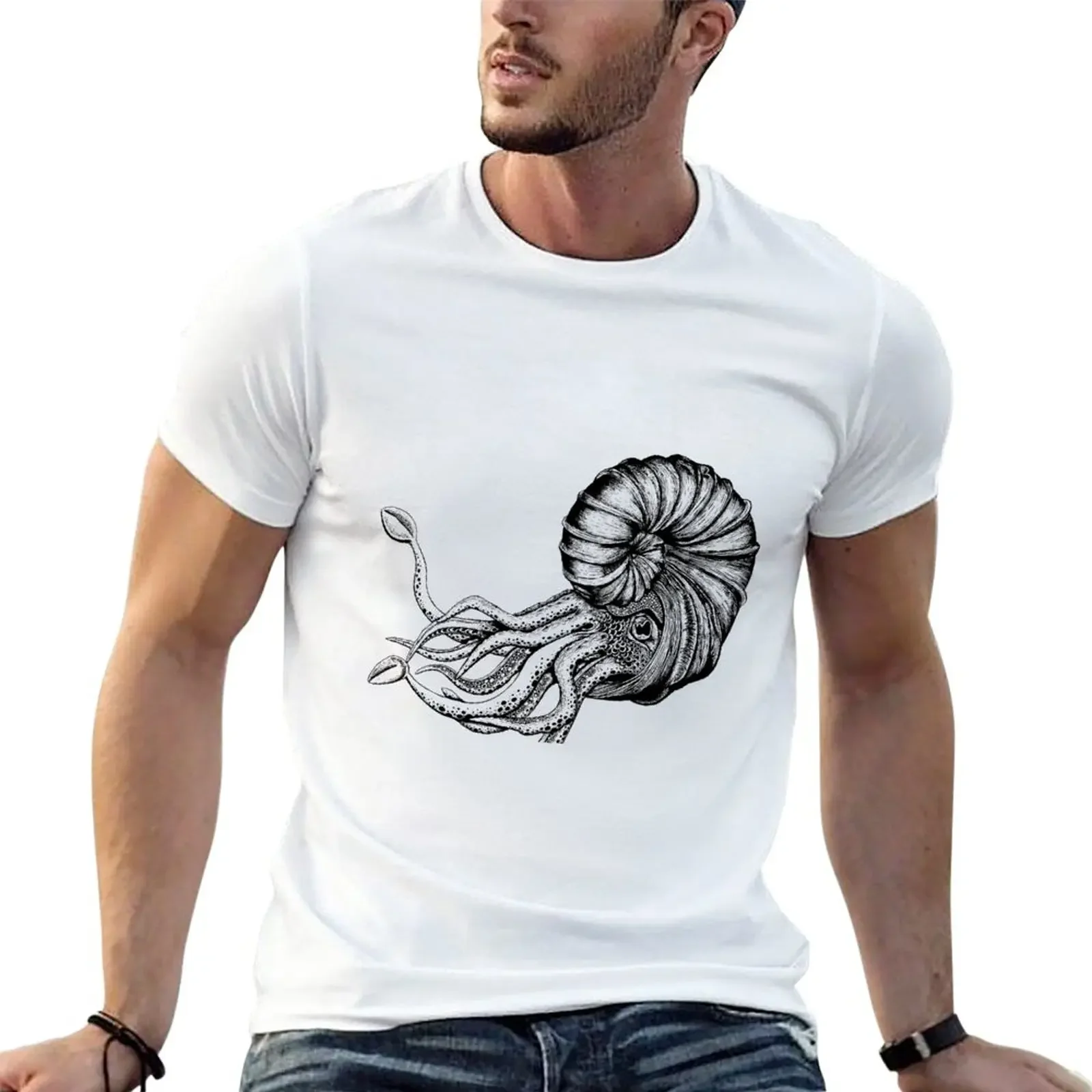 New Ammonite Illustration T-Shirt blacks summer top designer shirts mens t shirts casual stylish