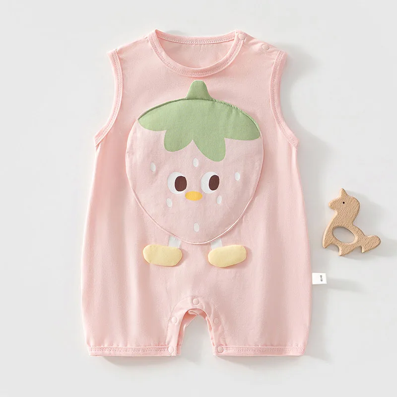 

MILANCEL New Summer Baby Rompers 3M-3T Cartoon Fruit Toddler Girls Sleeveless Rompers Thin Ventilate Infant Clothes