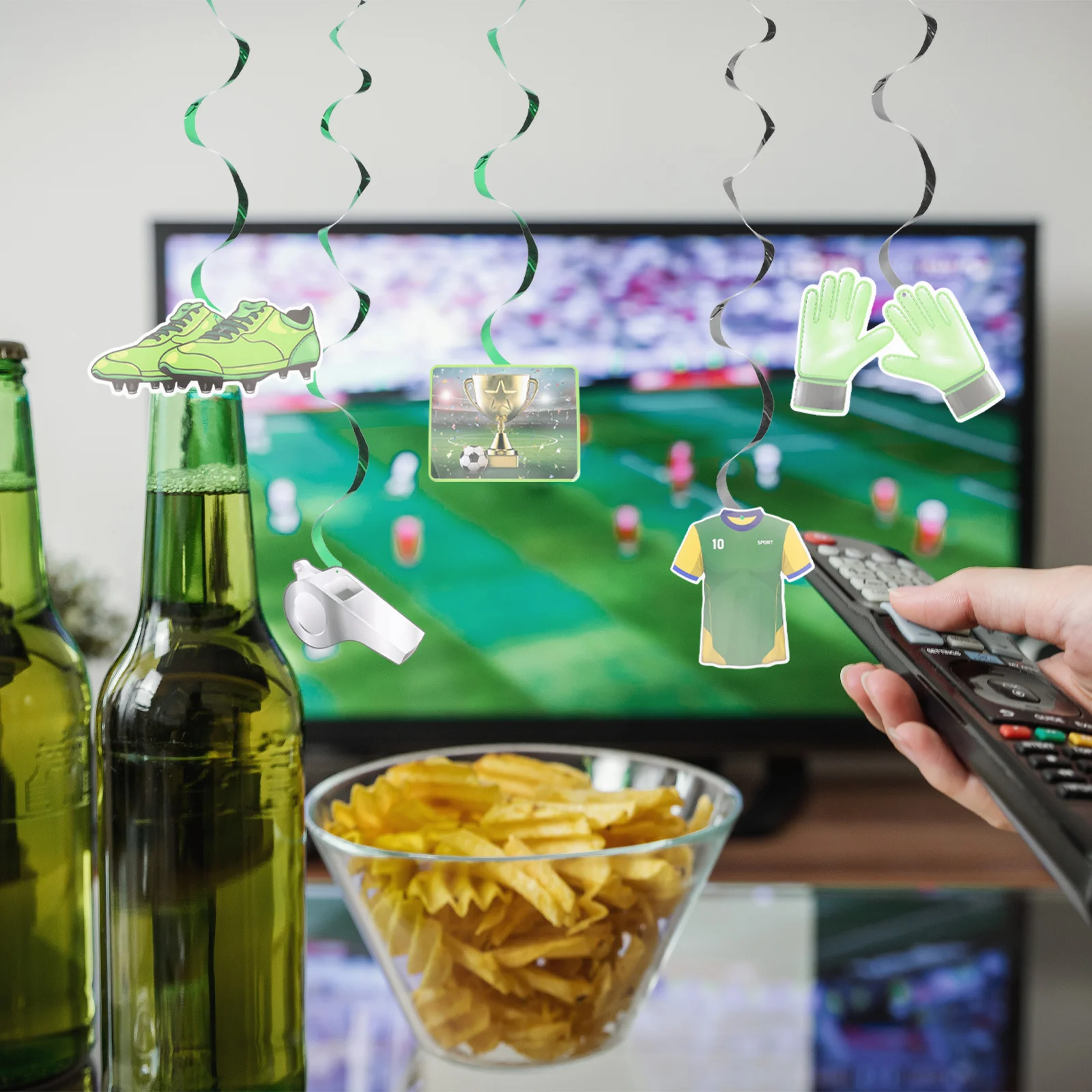 

30 Pcs Football Ornaments Fiesta Hanging Swirls Decoration Party Sports Themed Decorations Spiral Pendants