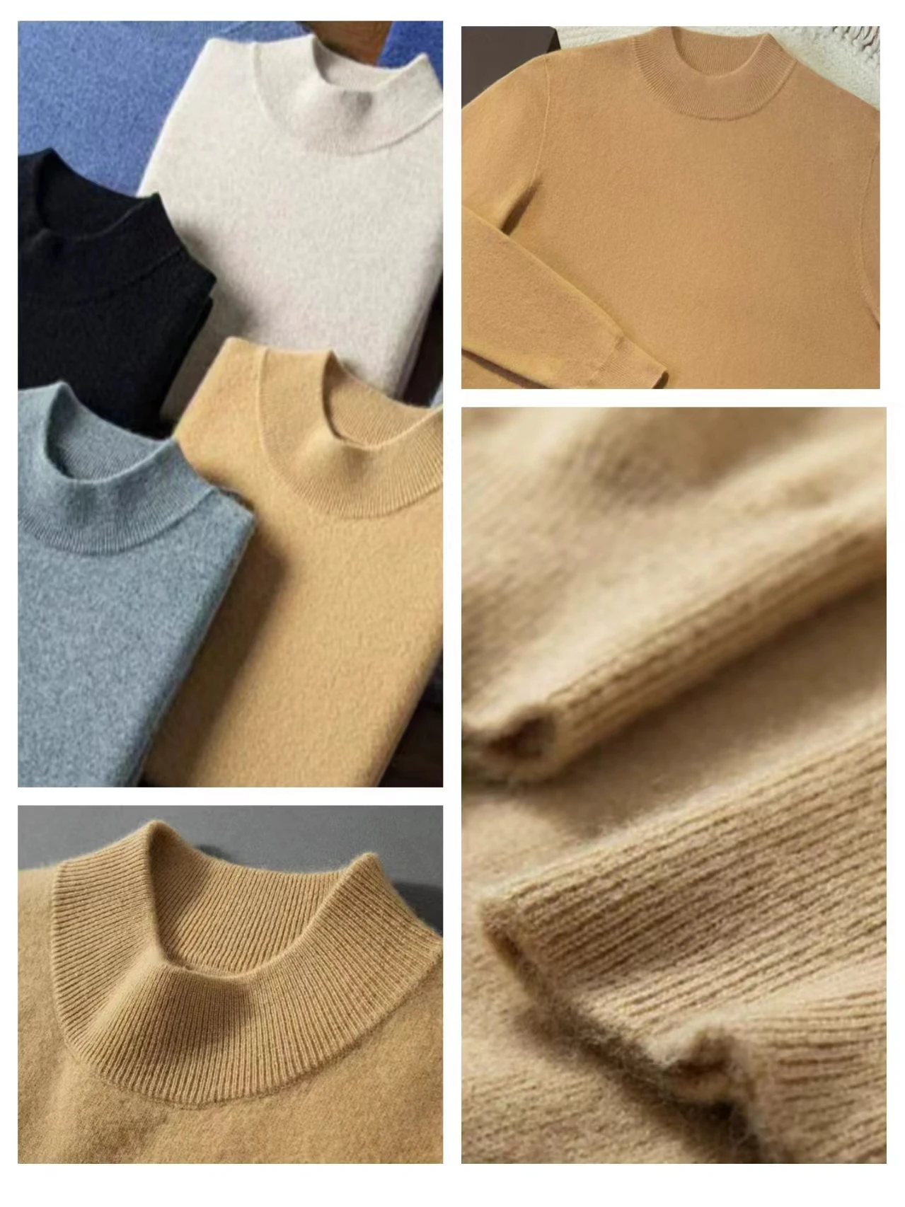 

Men's 100% Cashmere Sweater Mock-neck Pullovers Autumn Winter Basic Smart Casual Cashmere Knitwear Long Sleeve Clothing Tops