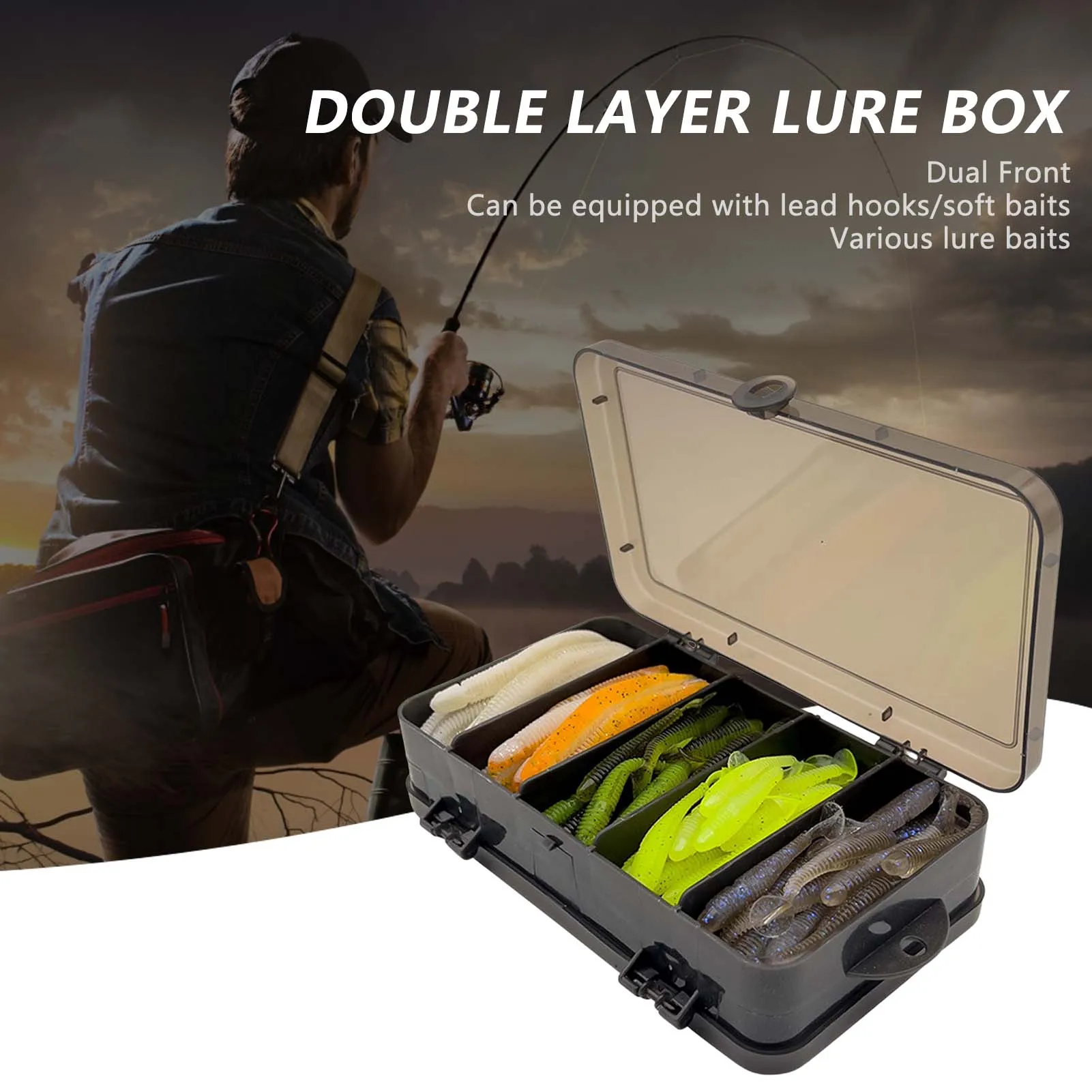 Double Layers Plastic Lure Box Wear-Resistant Material Lure Bait Hooks Storage Organizer for Travel Freshwater Fishing XR-Hot