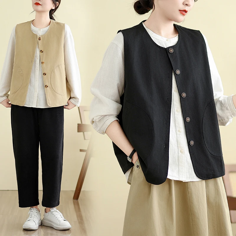 

Модный хлопковый жилет для женщин: универсальная верхняя одежда для ранней осени, стильная рабочая одежда, трендовая одежда