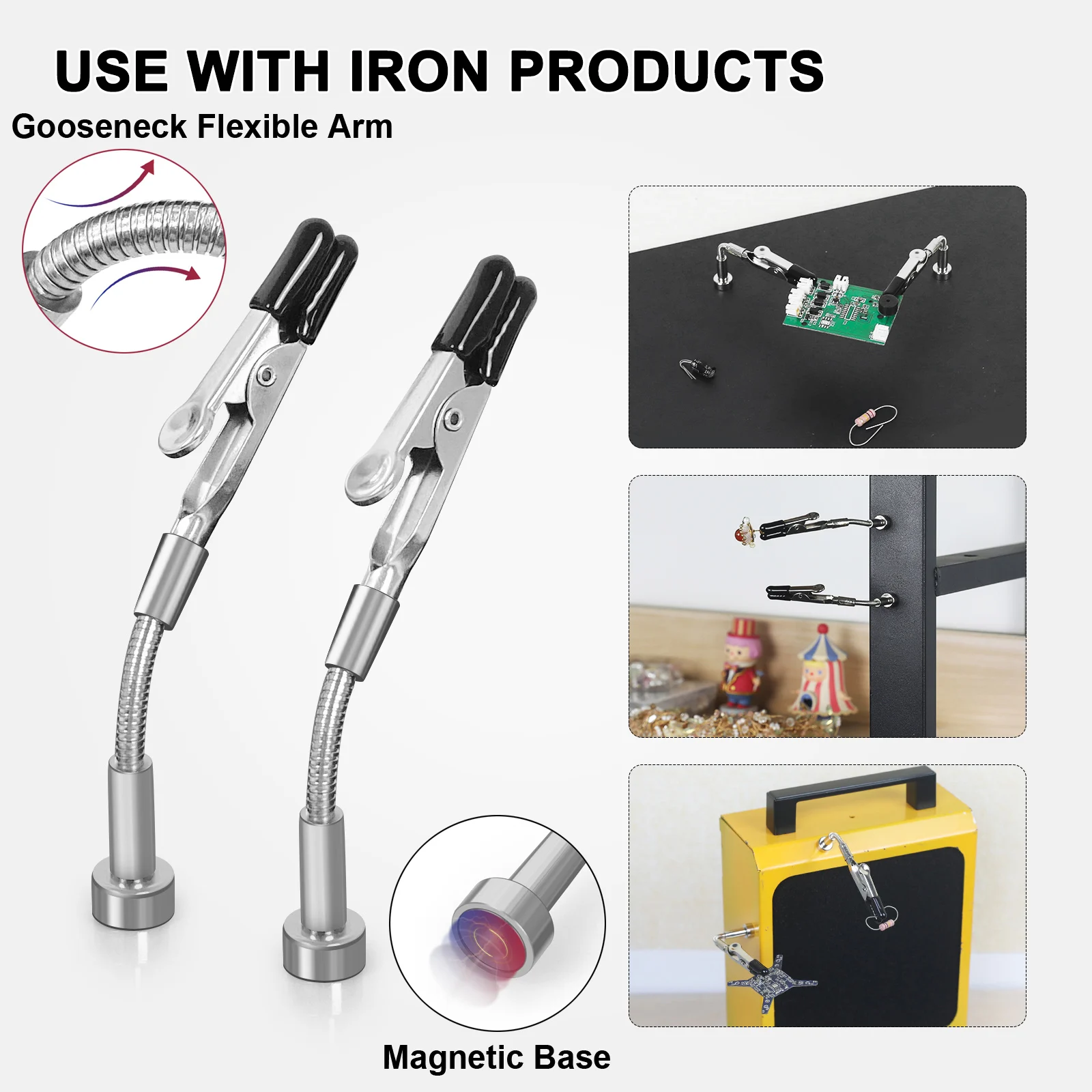 Toolour Magnetic Helping Hands Soldering Station, Third Hand Soldering Tool with Alligator Clips for Electronic Repair Soldering