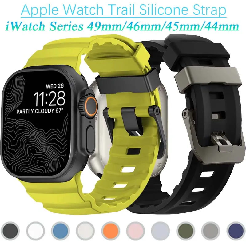 Trilha pulseira de silicone para apple watch band ultra/2 49mm esporte high-end pulseira cinto iwatch série 10 46mm 9 8 7 6 5 se 45mm 44mm