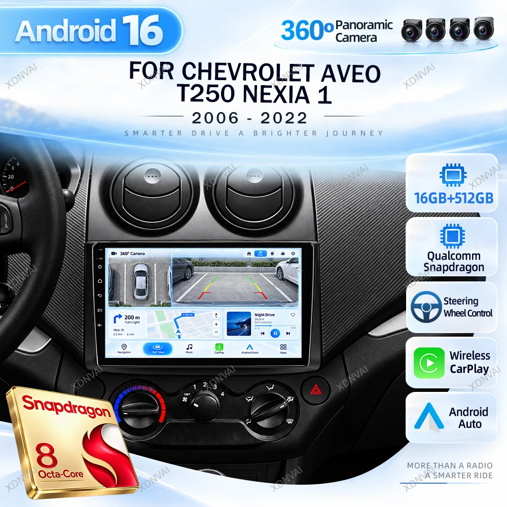 Android 16 Car Radio Multimedia For Chevrolet Aveo T250 Nexia 1 2006 - 2022 Video Player Carplay Autoradio GPS DSP BT Audio Auto