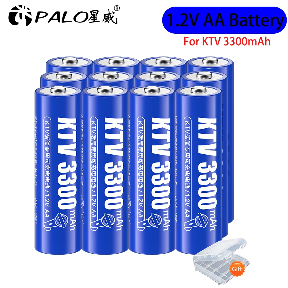 

PALO AA Battery 1.2V aa NI-MH 3300mAh Rechargeable Battery for KTV Microphone Flashlight Toy Camera Mouse AA Pre-Charged Battery