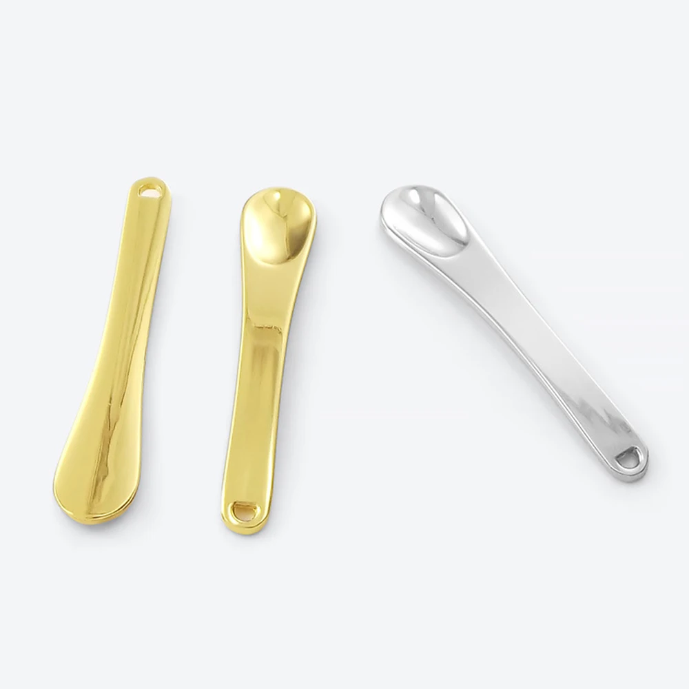 Silver Reusable Makeup Tools curved scoop Gold Eye Cream Stick Cosmetic Spatula Metal Cosmetic Spoons Mask Cream Spoon