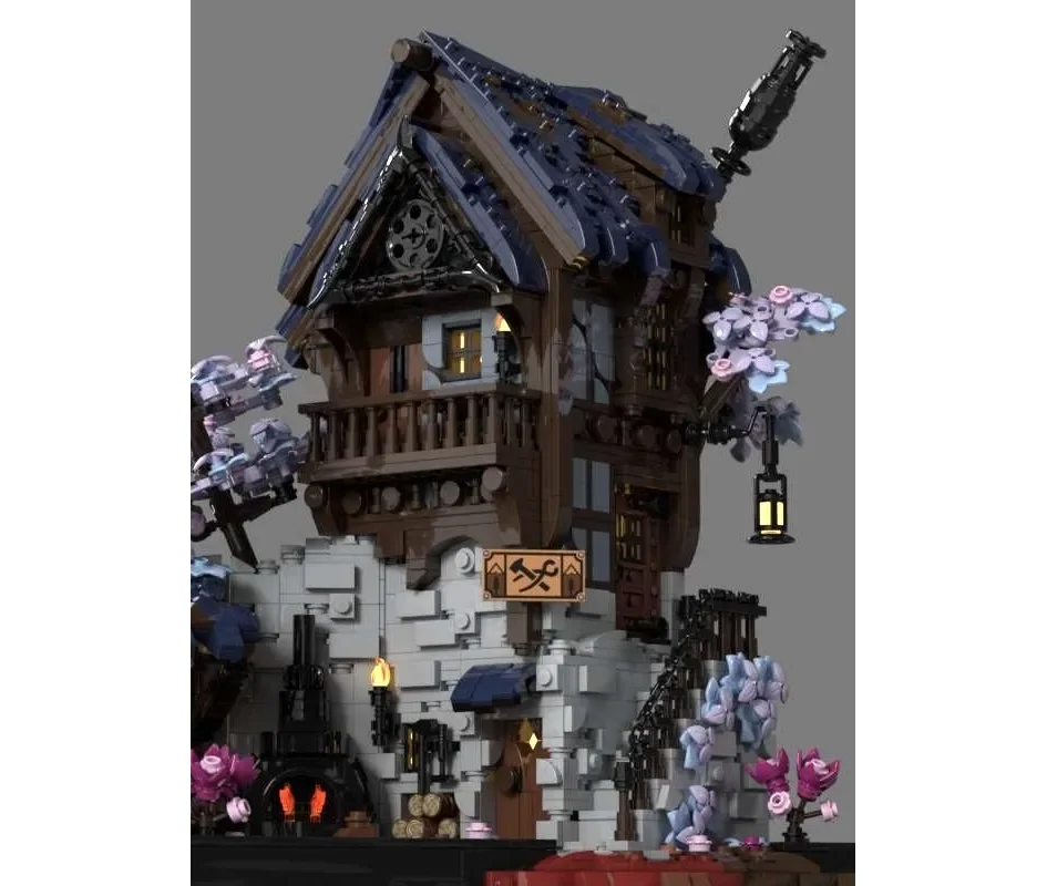 Moc building block modello architettonico retrò Vickers forgero negozio tecnologia building block modulare giocattolo set fai da te assemblaggio