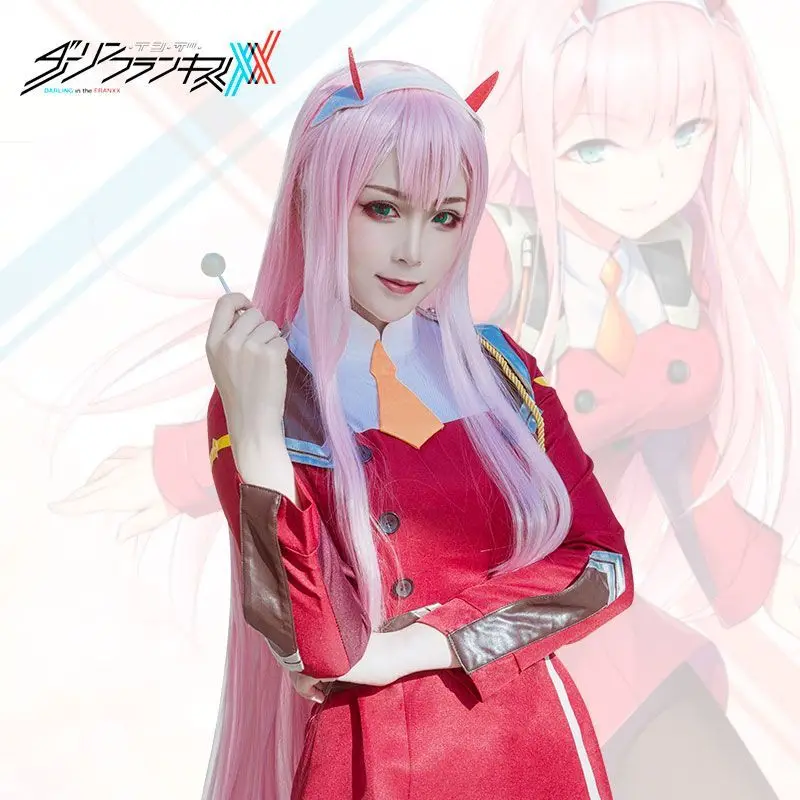 Japan Anime Cosplay Wig 02 Cosplay Synthetic Hair Anime Zero Two Pink Wig Long Synthetic Hair for Women