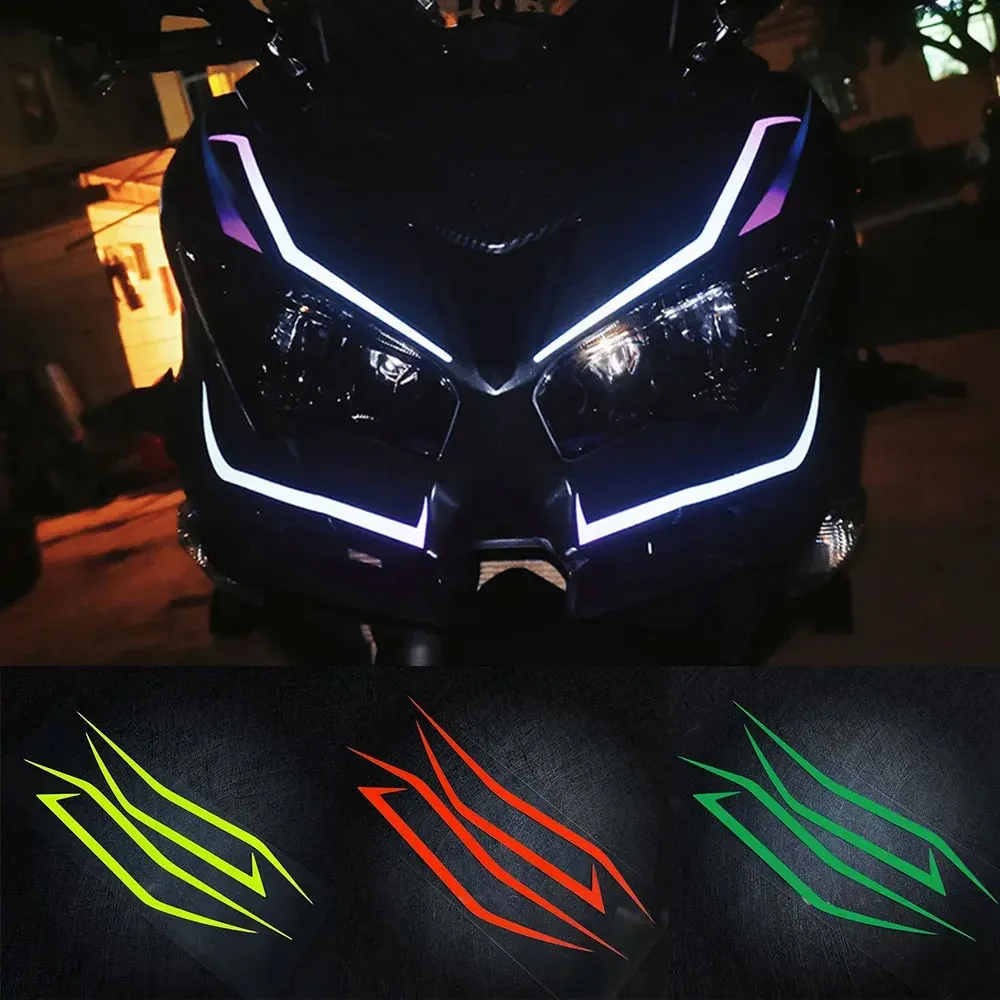 

4pcs Motorcycle Headlight Decoration Sticker Reflective Warning Stripe Front Pull Lamp Decal for Kawasaki Ninja NINJA400 H2 H2SX