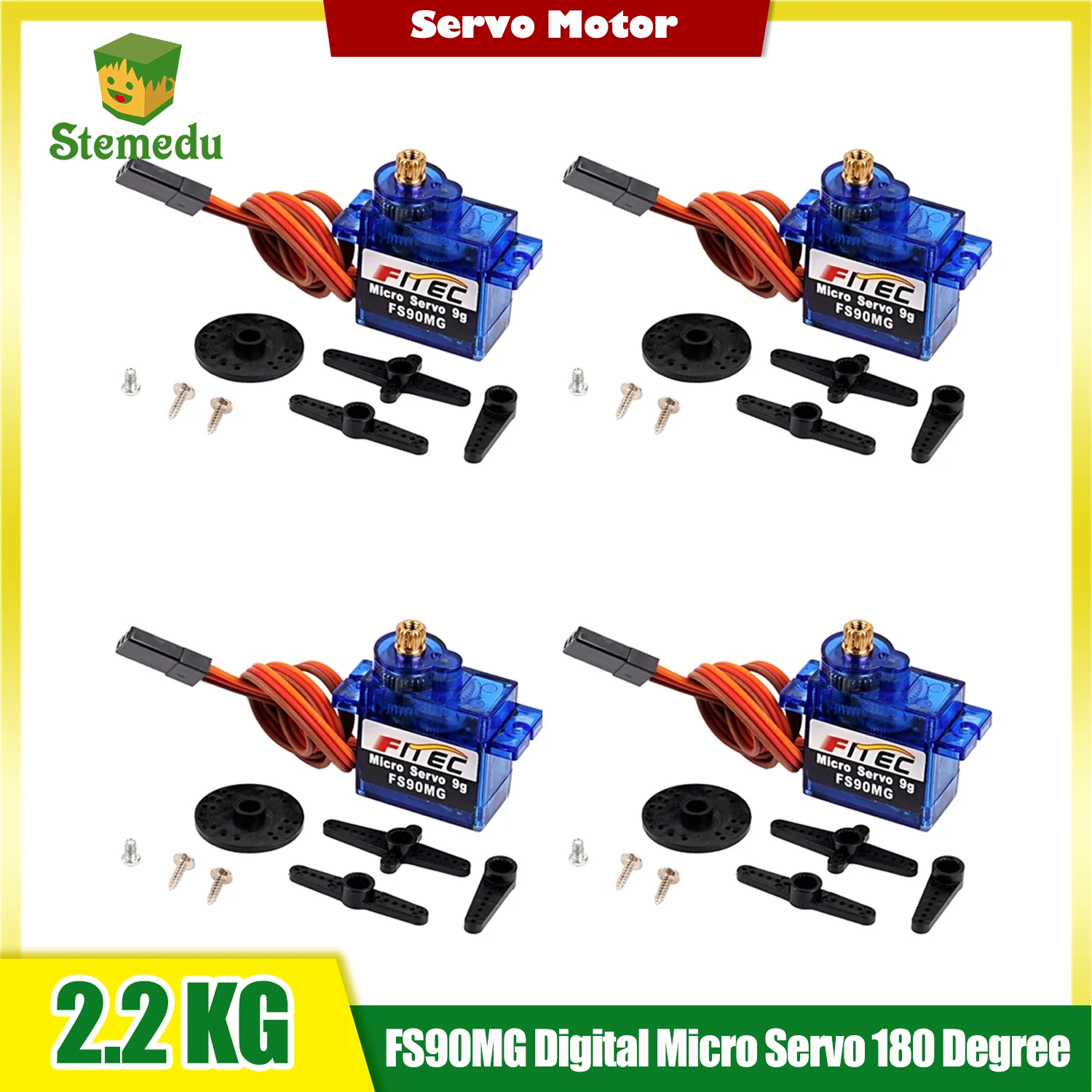 4PCS Feetech FS90MG Digitale Micro Servo 2.2 kg/cm Coppia Motore Ad Ingranaggi In Metallo Per RC Auto Aereo Robot Crawler Mini Servos