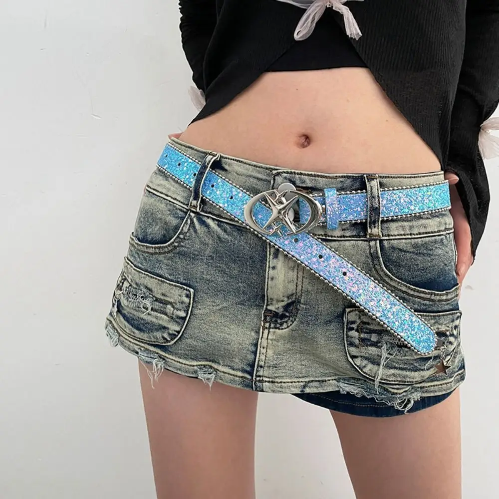 Verstelbare Pailletten Riem Mode Hot Girl Style Y 2K Vrouwen Riem Millennial Jeans Decoratieve Riem
