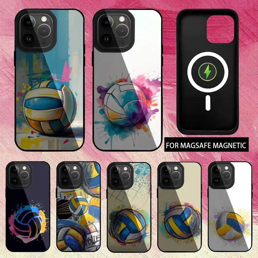 

Painted Art12 V-Volleyball Phone Case For iPhone17,16,15,14,13,12,11 Plus,Pro Max Magnetic Magsafe Wireless Charging