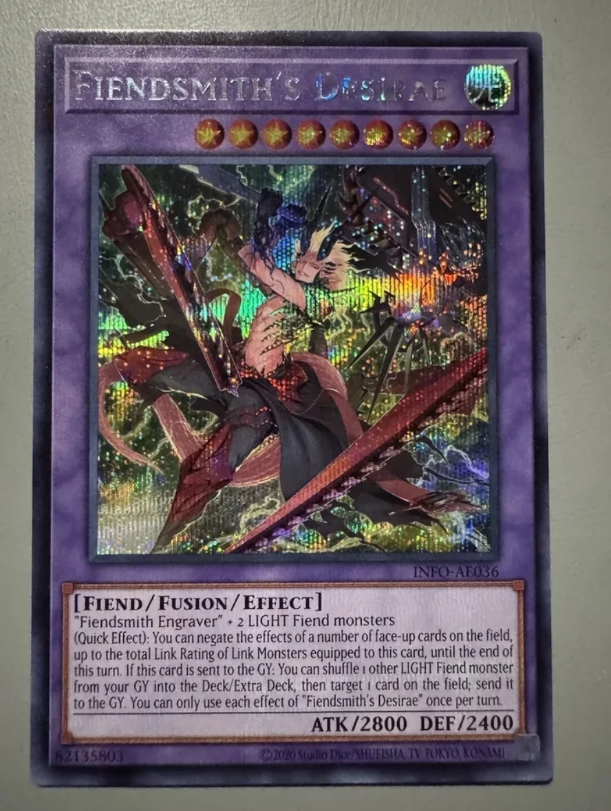 

Yugioh KONAMI Duel Monsters INFO-AE036 Fiendsmith's Desirae Secret Rare Asian English Collection Mint Card