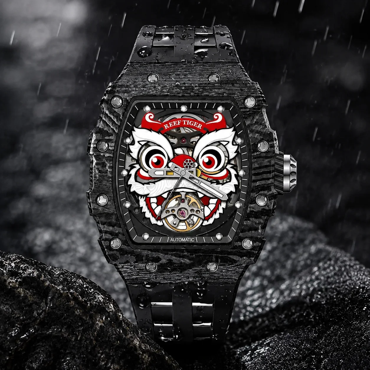Reef Tiger Men's Luxury Mechan - Luxury Watch With Rubber Strap review and price