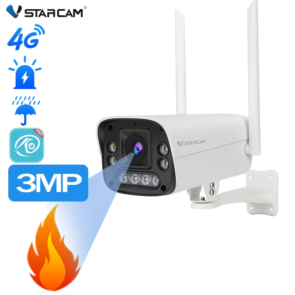 กล้องวงจรปิด Vstarcam FG510 4G 2MP HD Full Color IP Camera พร้อมระบบตรวจจับควันไฟ กล้องทรงกระบอก GSM สำหรับภายนอกอาคาร