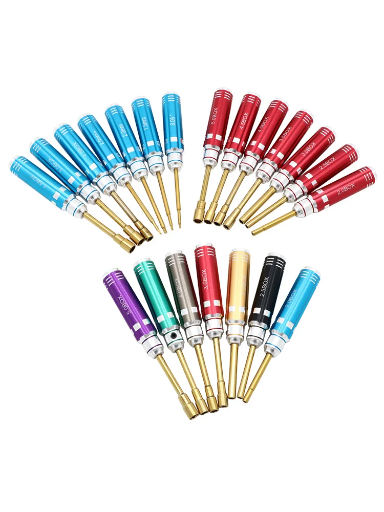 7PCS Short Handle RC Hex Screwdriver Nut Driver & Phillips Screwdriver Tool Set Allen Wrenches, Socket For RC Mini Crawler Car
