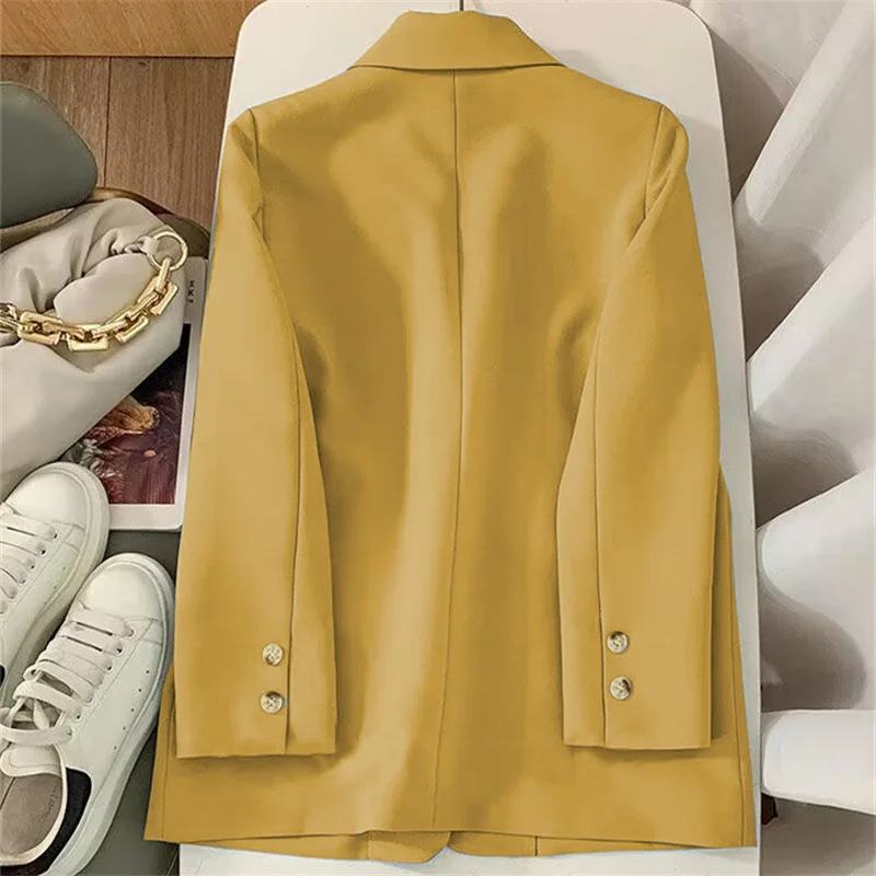 Korean Version Suit Jacket Women\'s Spring New Lemon Color Loose Casual Small Suit Classic Two Button Temperament Jacket