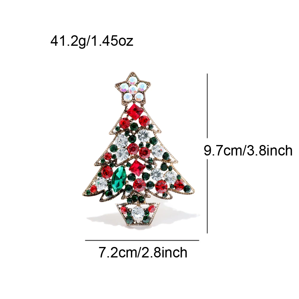 CINDY XIANG 3.8inch Very Large Size Christmas Tree Brooch Rhinestone Vintage Home Decoration Pin Festivel Accessories