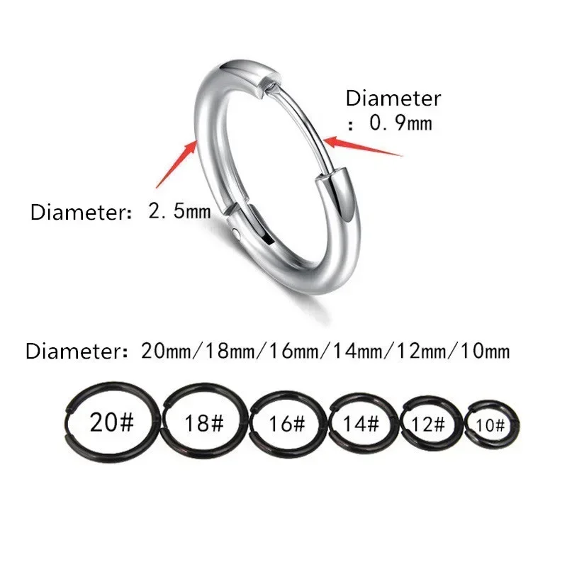 Charmsmic 1 Paar Heren Ronde Cirkel Hoepel Oorbellen Vrouwen Vrouwelijke 8mm 10mm 12mm 14mm 16mm Body Piercing Hip Hop Korea Stijl Sieraden