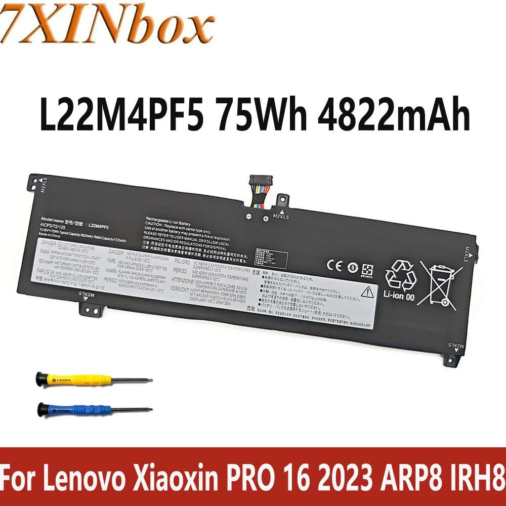 

7XINbox L22M4PF5 L22X4PF5 L22B4PF5 L22D4PF5 15,6 В 75 Втч 4822 мАч аккумулятор для Lenovo Xiaoxin PRO 16 2023 ARP8 IRH8 бесплатные инструменты
