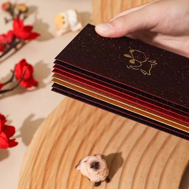 6 قطعة عيد ميلاد سعيد المغلف الأحمر الساخن ختم الإبداعية الأحمر جيب الجيب الأحمر لمحظوظ المال عيد ميلاد الزفاف الأحمر هدية المغلفات