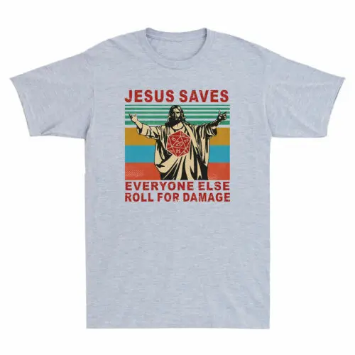 Saves Everyone Else Roll for Damage T-Shirt Vintage Men's Cotton Tee