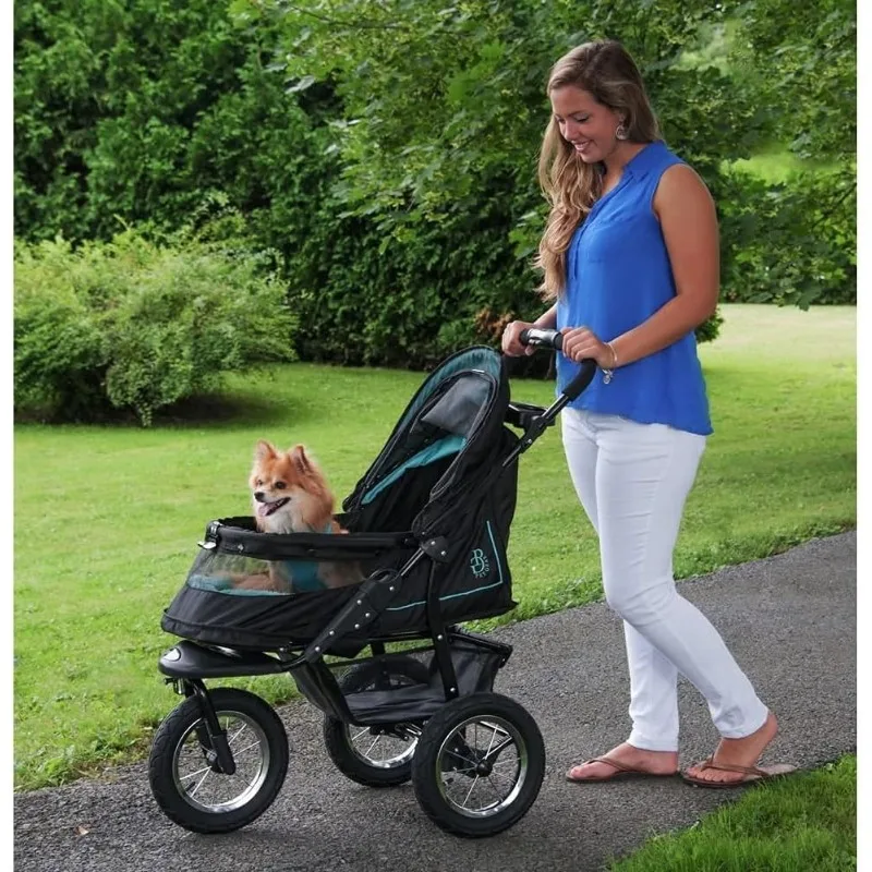 No-Zip NV Pet Stroller for Cats/Dogs, Zipperless Entry, Easy One-Hand Fold, Gel-Filled Tires, Plush Pad + Weather Cover Included