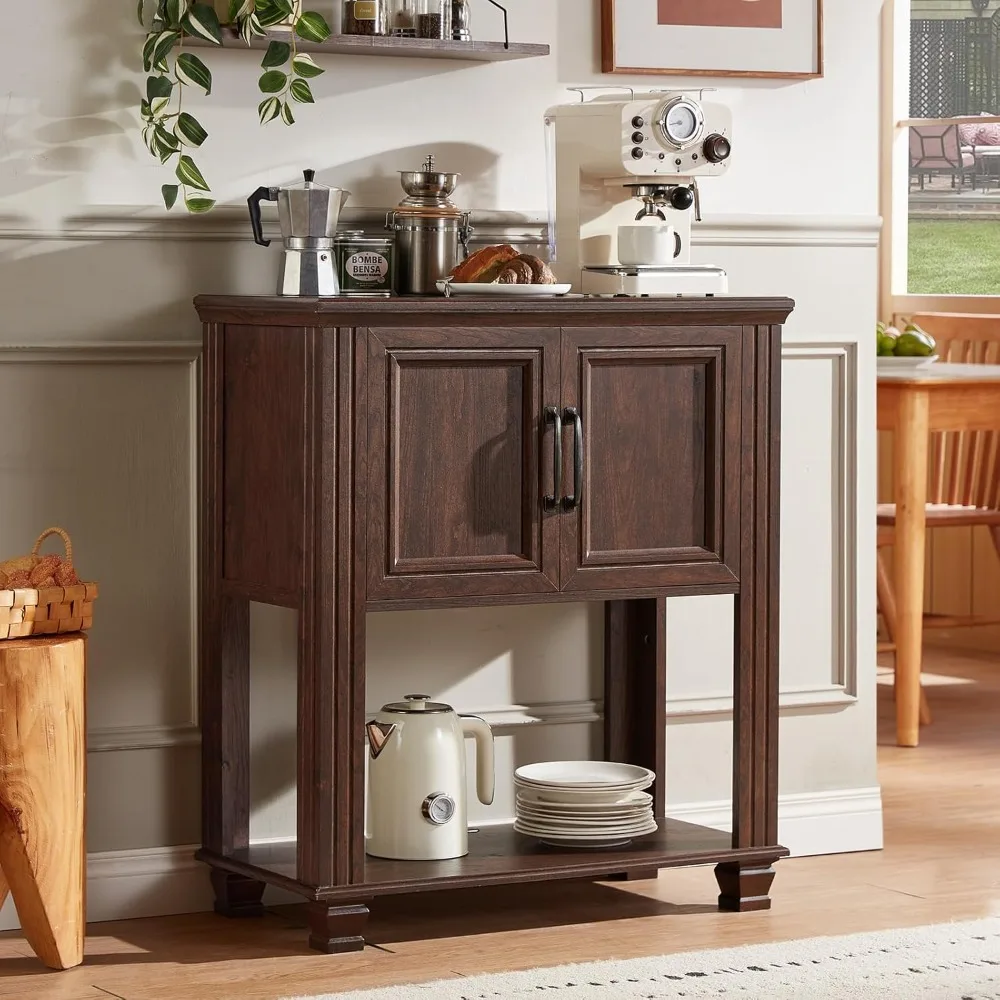 Kitchen Cabinet with 2-Door, Small Sideboard Buffet Cabinet with Open Shelf, Coffee Bar Station with Storage for Kitch