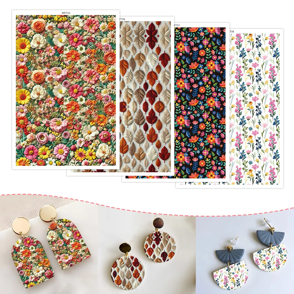 

3D Blossom Leaves Floral Pattern Soft Ceramic Earrings Water Soluble Disposable Sticker for Diy Jewelry Making Decal 2025